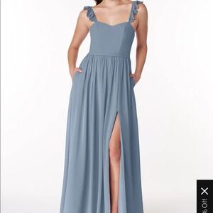 Azazie Maxi Dress Dress Metz Style in Dusty Blue Size 00/0